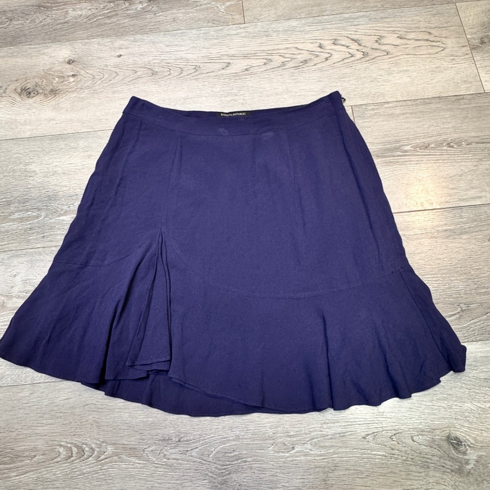 Banana Republic Navy A-Line Ruffle Hem Skirt